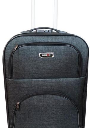 Большой чемодан тканевый на колесах 100l gedox темно-серый