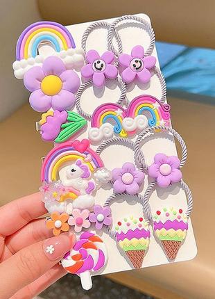 Набір гумок + шпильок для волосся бузкова феєрія