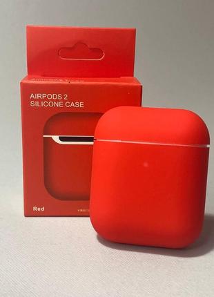 Чехол silicone case для airpods 2 красный цвет силиконовый чехол для air 2 футляр на беспроводные наушники