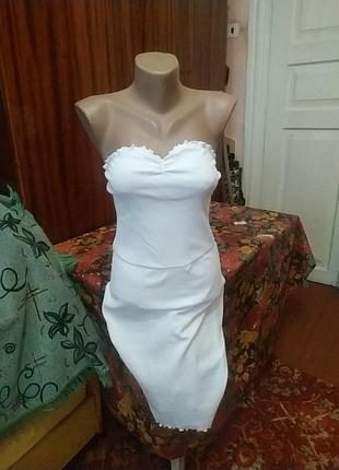 Белое платье рубчик 95% хлопок