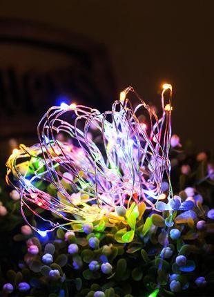 Светодиодная гирлянда на батарейках rd-302, 10 метров, 100 led, разные цвета. os