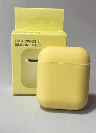 Чехол silicone case для airpods 2 желтый цвет силиконовый чехол для air 2 футляр на беспроводные наушники