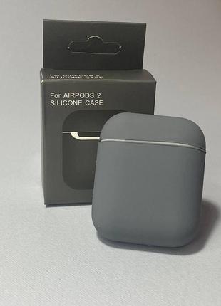Чехол silicone case для airpods 2 серый цвет силиконовый чехол для air 2 футляр на беспроводные наушники
