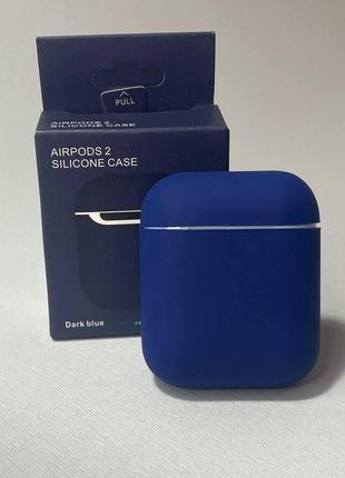 Чехол silicone case для airpods 2 синий цвет силиконовый чехол для air 2 футляр на беспроводные наушники