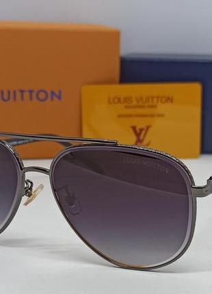 Окуляри в стилі louis vuitton краплі чоловічі сонцезахисні сірий градієнт в сріблястому металі на флексах