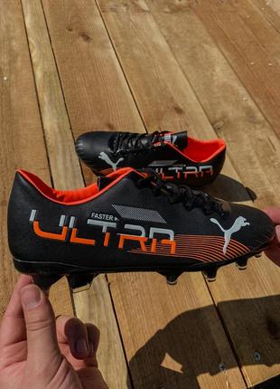 Бутси puma ultra чорні пума ультра чорного кольору футбольне взуття з шипами для футболу пума бутси