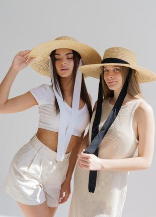 Капелюх солом'яний з широкими полями d.hats з чорною стрічкою7 фото