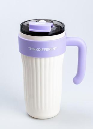 Термокружка с трубочкой для кофе и чая 860 мл кружка термос • чашка термос для кофе • термочашка 21 см