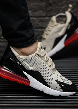 Мужские кроссовки бежевые с черным и красным size nike air max 270