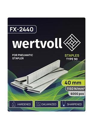 Скобы закаленные для пневмостеплера, тип 90 40 мм/5.8х1.25 мм, 6000 шт wertvoll серый...