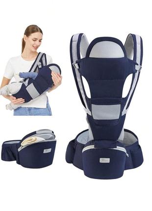 Хипсит, ерго-рюкзак кенгуру переноска baby carrier 6 в 1 синій  ерго-рюкзак для перенесення дітей, слінг7 фото