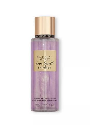 Парфюмированный мист спрей с шиммером victoria’s secret love spell shimmer (виктория сикрет), розничка, опт