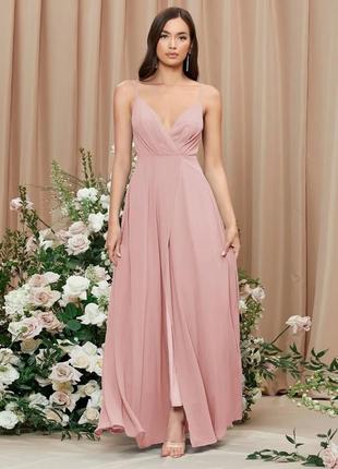 Shein сукня рожева випускна плаття дружки подружки нареченої ніжне пудрове в підлогу шифон