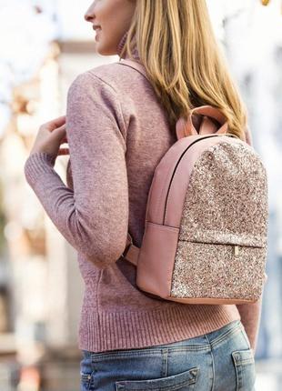 Рюкзак kotiсo fancy-mini 28х22х9 см светло-розовый флай с розовым глиттером