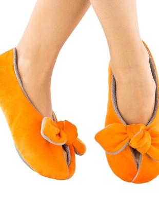 Домашние тапочки с завязками оранжевые с серым багира