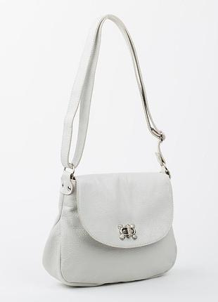 Шкіряна сумка габріель біла натуральна шкіра (значні потертості на клапані)