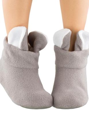 Домашние тапочки с ушками "мышки" серо белые