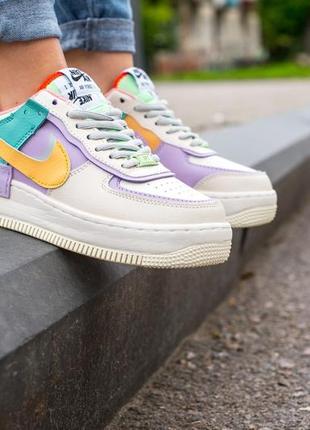 Жіночі шкіряні кросівки nike air force 1 low shadow multicolor найк форси шадоу5 фото