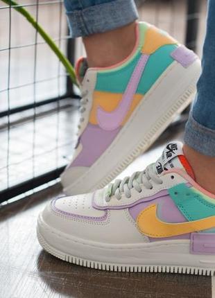 Жіночі шкіряні кросівки nike air force 1 low shadow multicolor найк форси шадоу8 фото