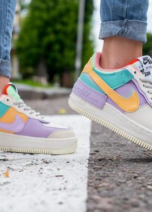 Жіночі шкіряні кросівки nike air force 1 low shadow multicolor найк форси шадоу6 фото