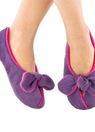 Домашние тапочки с завязками фиолетовые с розовым багира