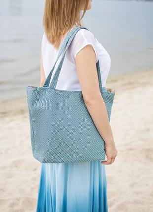 Сумка лодочка синяя рогожка_склад