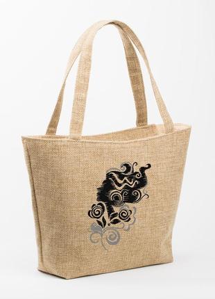 Сумка для отдыха рогожка "девушка с кудряшками"