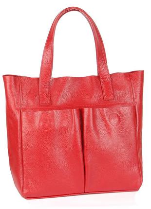 Кожаная сумка модель 2 красный флотар