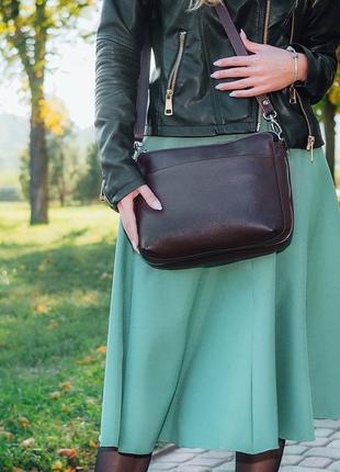 Кожаная сумка модель 21 шоколадный флотар