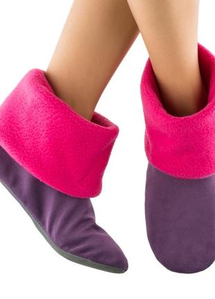 Домашние тапочки фиолетовые с розовым манжетом