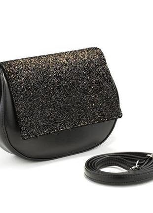 Сумочка через плечо jacob черный пелле и черный глиттер_склад