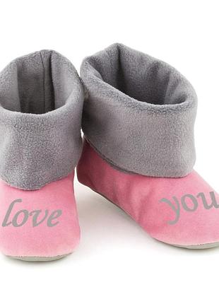 Хатні капці з манжетом із вишивкою love you