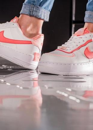 Жіночі шкіряні кросівки nike air force 1 low shadow white red найк форси шадоу3 фото