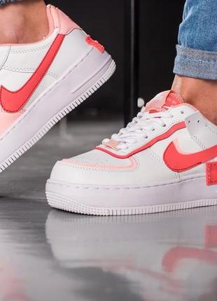 Жіночі шкіряні кросівки nike air force 1 low shadow white red найк форси шадоу5 фото