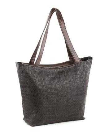 Сумка kotico лодочка 450х300х100 мм коричневый титан с кроко