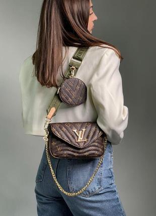 Louis vuitton wave multi pochette brown/green