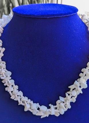 Намисто з натурального каміння перламутр