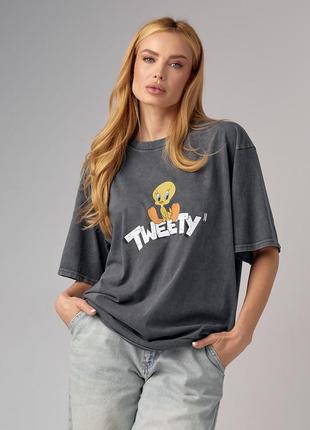 Жіноча футболка oversize з принтом tweety