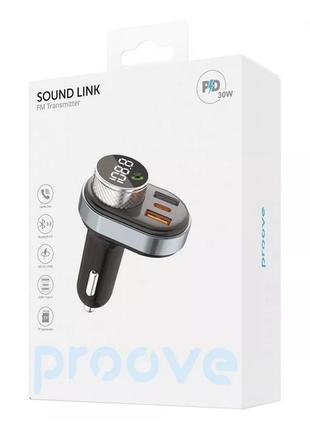 Автомобильный fm фм модулятор bluetooth блютуз трансмиттер proove fm launcher sound link 30w (pd+qc3.0) type-c
