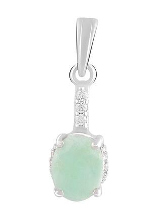 Срібна підвіска ogosilver зі смарагдом 1.267ct, фіанітами (2090748)