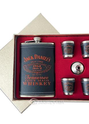 Подарунковий набір з флягою jack daniels 10 оz, чорний
