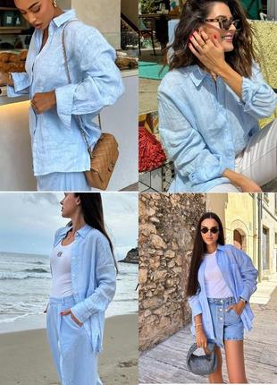 Льняна лляна сорочка в стилі zara massimo dutti