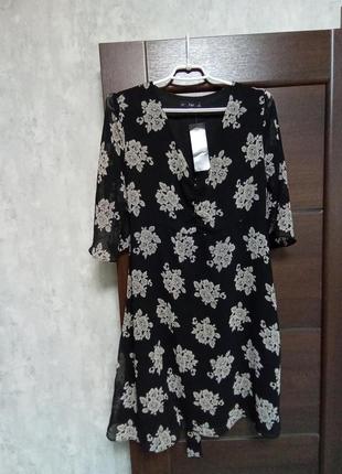 Брендовое новое красивое шифоновое платье р.16.