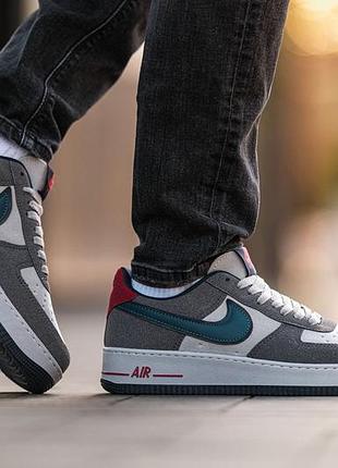 Кроссовки nike air force 1 low "grey/beige/red" 2