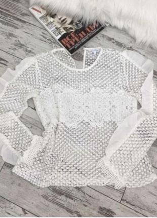 Blue vanilla шикарна біла ажурна блуза.3 фото