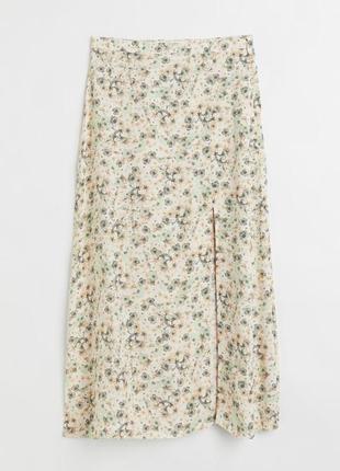 Спідниця, юбка міді в квітковий принт h&m