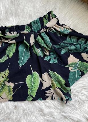 Летние шорты xs/s shein пляжные легкие женские шортики с высокой посадкой в принт на высокой посадке