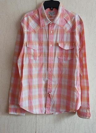 Мужская оригинальная натуральная хлопковая рубашка в клетку guess