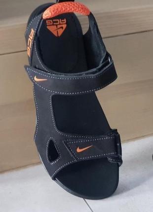 Кожаные босоножки сандалии nike в спортивном стиле босоножки на липучках найк из натуральной козы10 фото