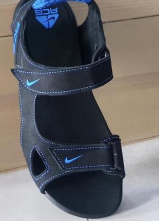 Кожаные босоножки сандалии nike в спортивном стиле босоножки на липучках найк из натуральной козы9 фото